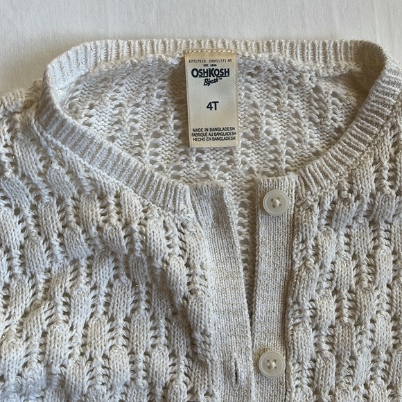 OshKosh B'gosh Cream/ Gold Cardigan Size 4T - Picture 3 of 6